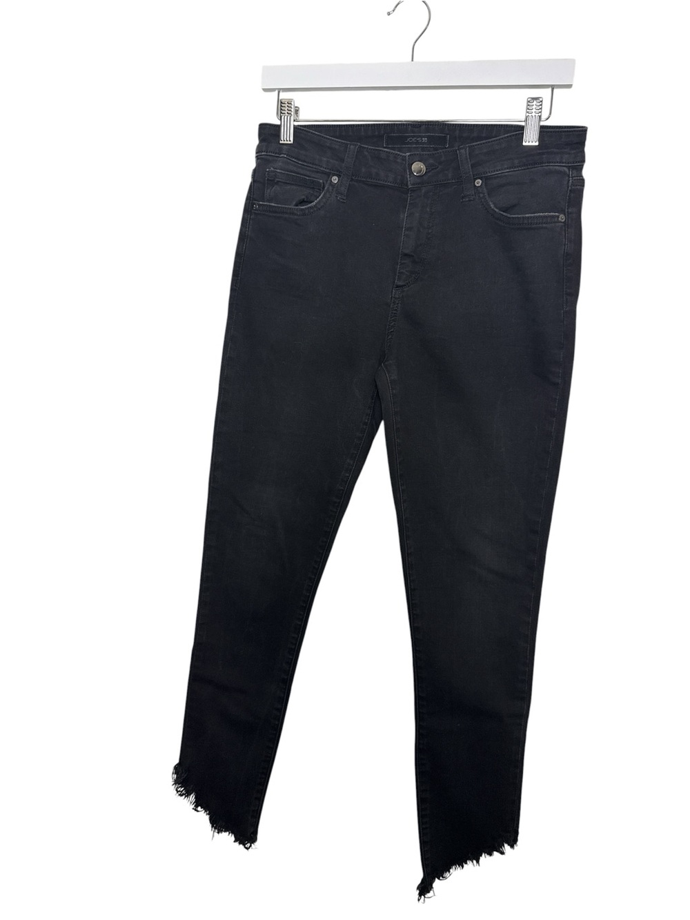 Joe's Jeans Black The Icon Mid-rise skinny ankle Frayed-Hem Jeans